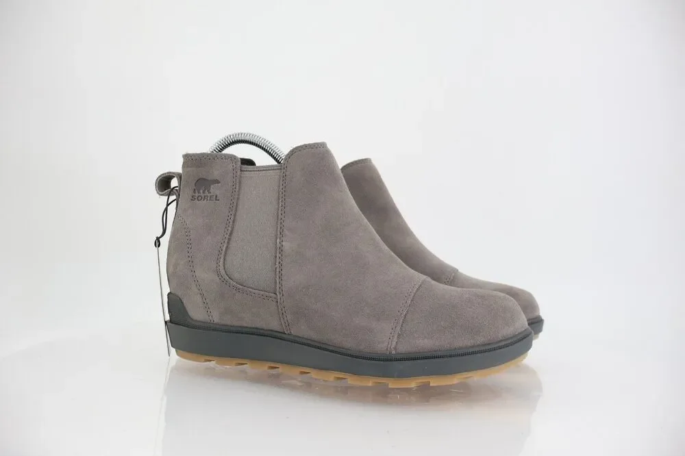 Sorel Womens Evie Boots Size 9.5 Gray Suede Low Wedge Winter Casual Zip Booties